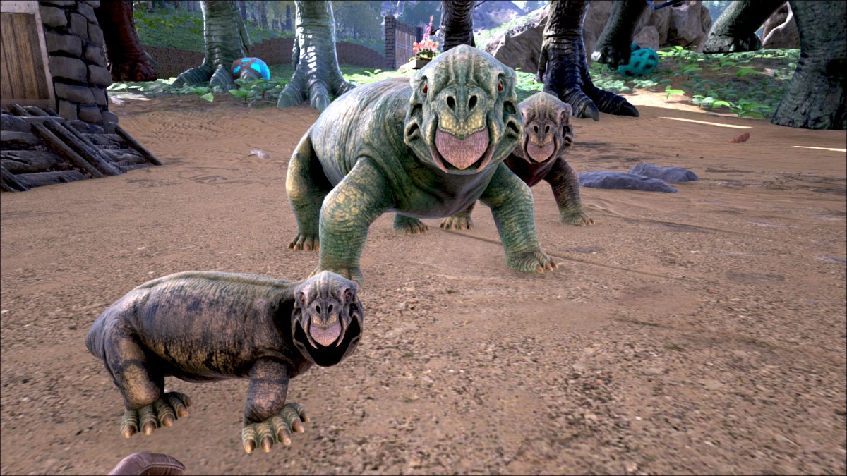 Lystrosaurus Familie mit Nachwuchs