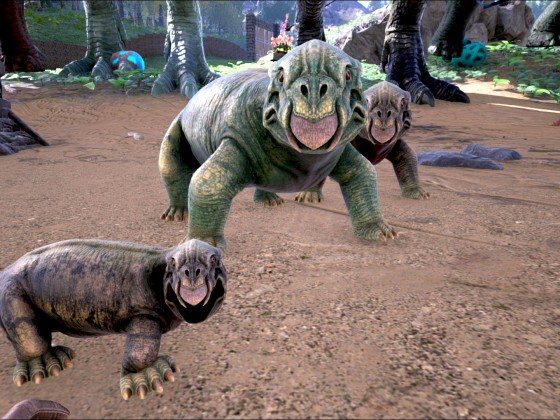 Lystrosaurus Familie mit Nachwuchs